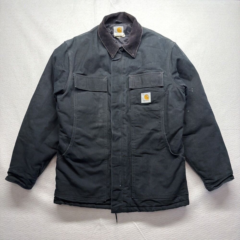 Carhartt C03 BLK Arctic Traditional Coat Mens 36 Black Duck Canvas Quilt Lined